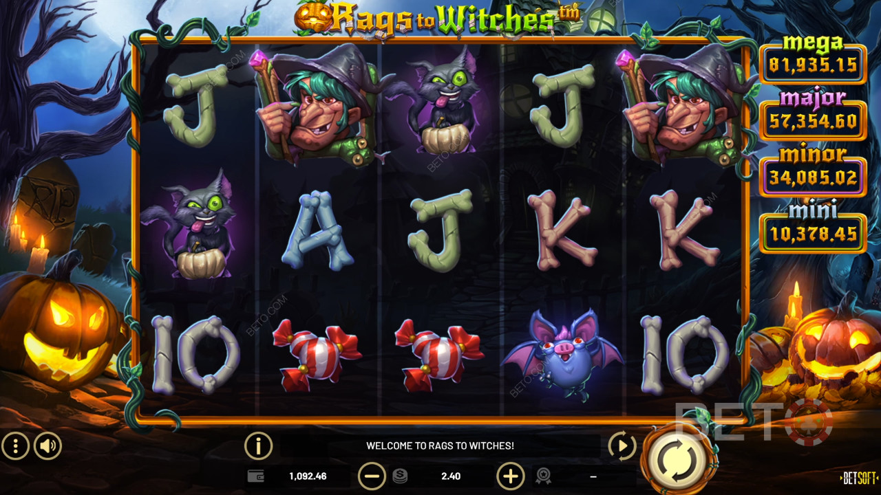 مراجعة لعبة Rags to Witches من BETO Slots