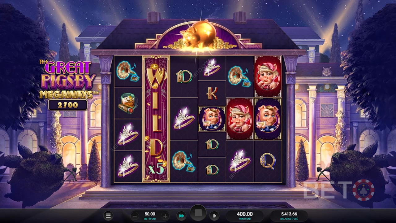 مراجعة لعبة The Great Pigsby Megaways من BETO Slots