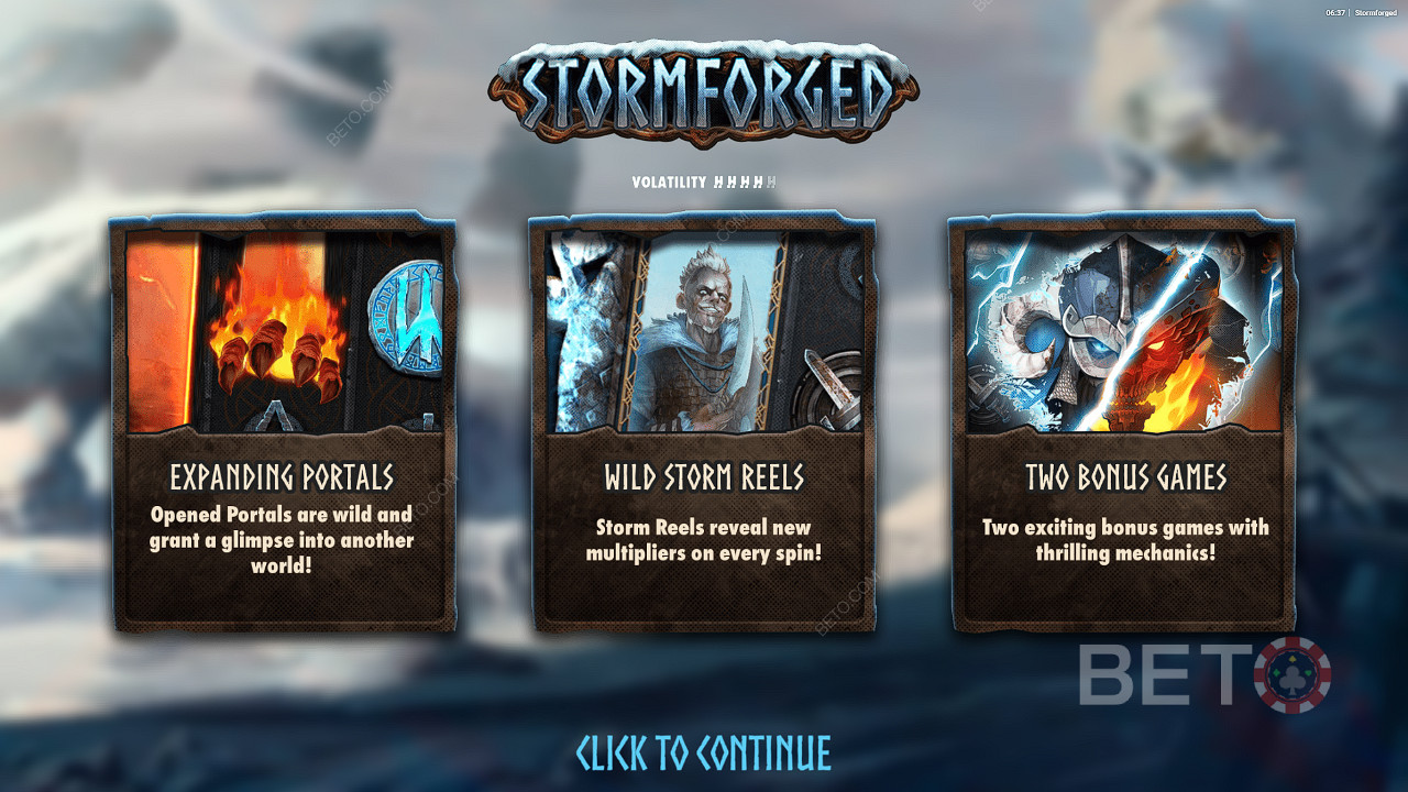 استمتع بتوسيع البوابات وبكرات Wild Storm والمزيد في لعبة Stormforged عبر الإنترنت