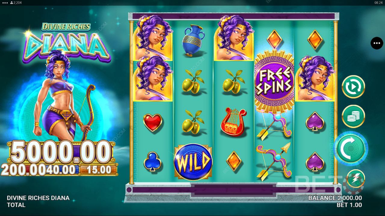 مراجعة الثروات الإلهية ديانا من BETO Slots