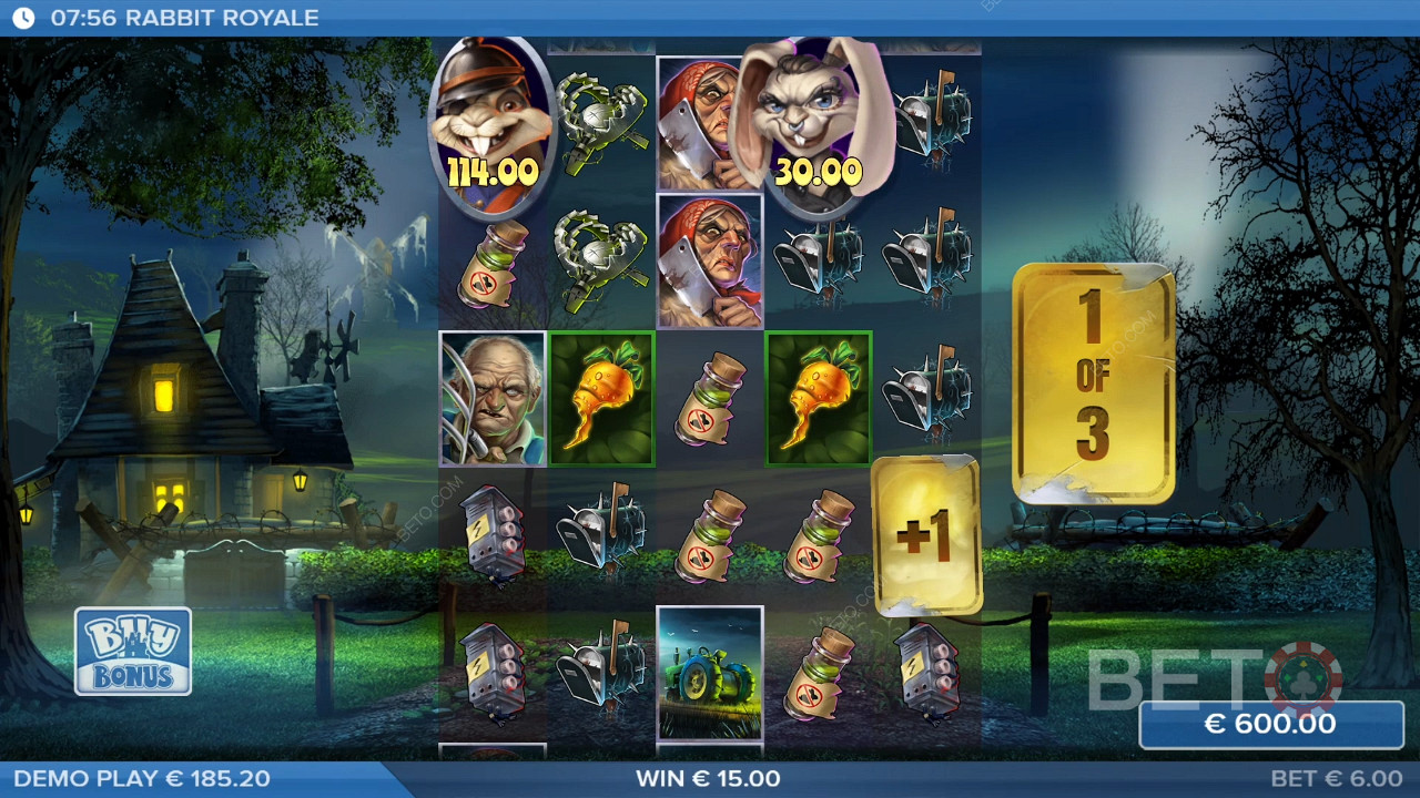اربح 25,000 ضعف رهانك في فتحة فيديو Rabbit Royale Slot!