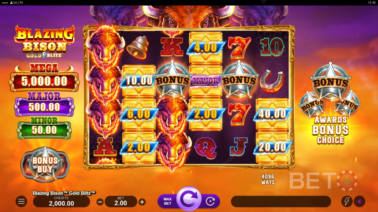 مراجعة Blazing Bison Bison Gold Blitz من BETO Slots