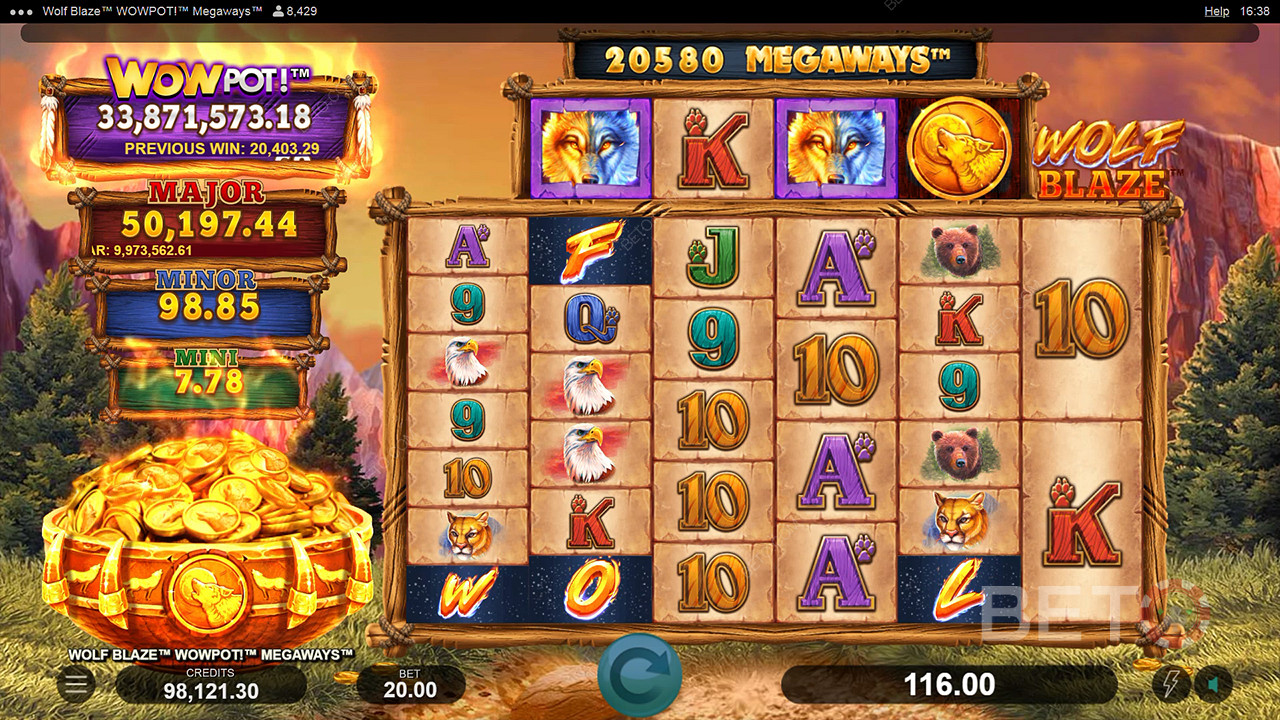 Wolf Blaze WOWPOT! Megaways اللعب المجاني