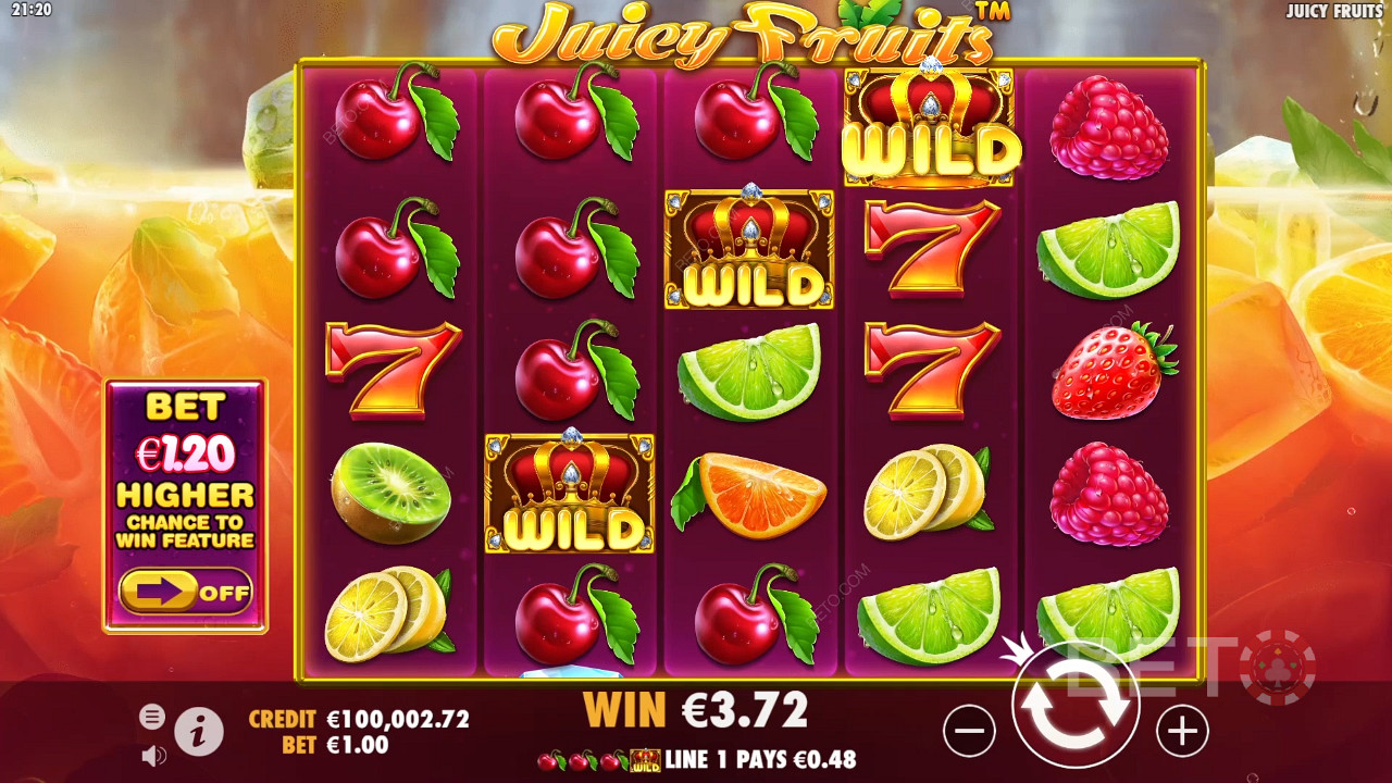 يلعب الرمز Wild الدور الأكثر أهمية في لعبة Juicy Fruits