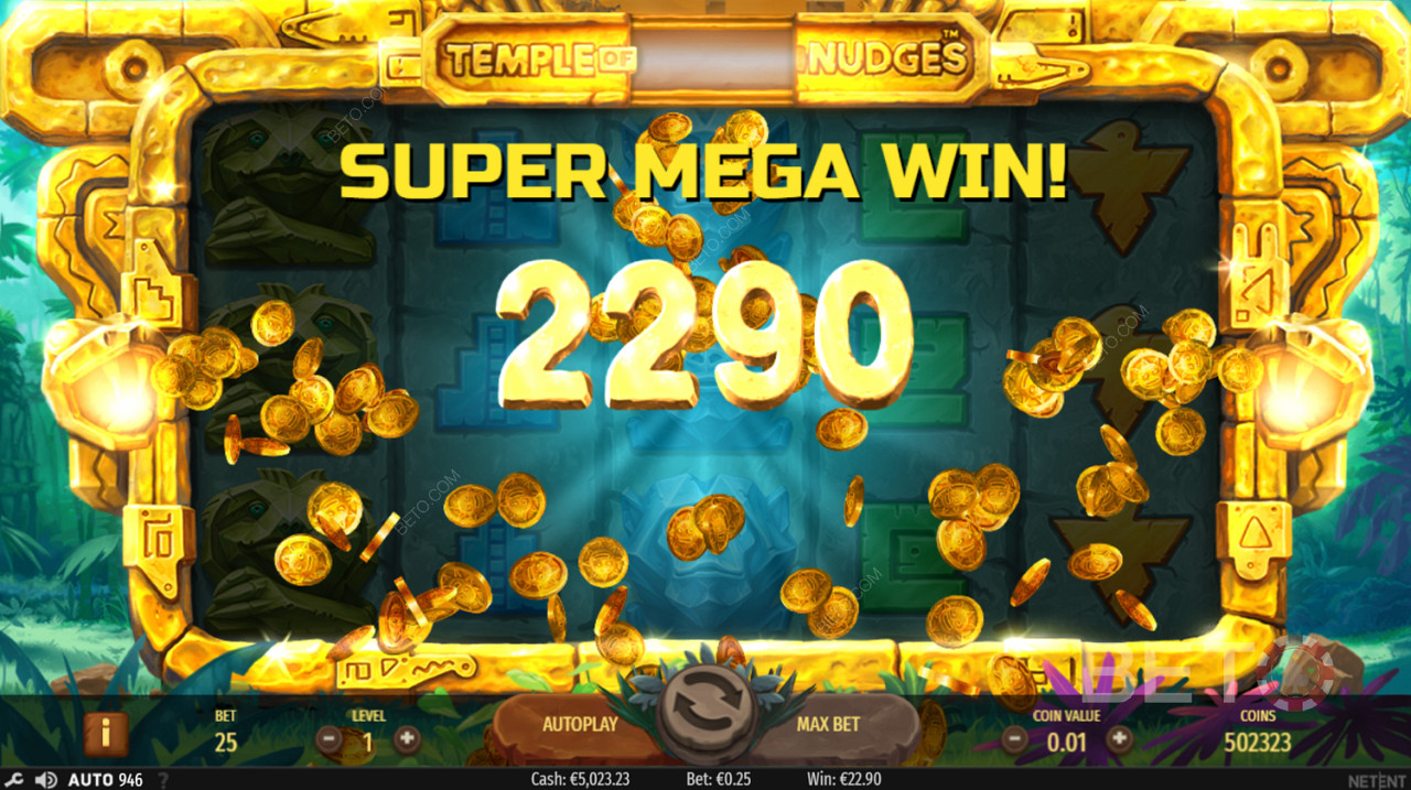 فوز سوبر ميجا في Temple of Nudges