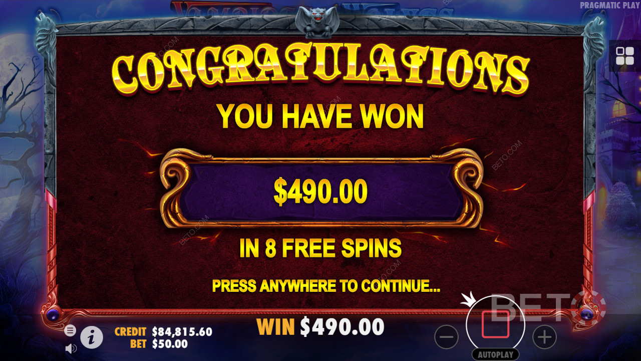 الحصول على دفعات عالية من خلال Free Spins في Vampires vs Wolves