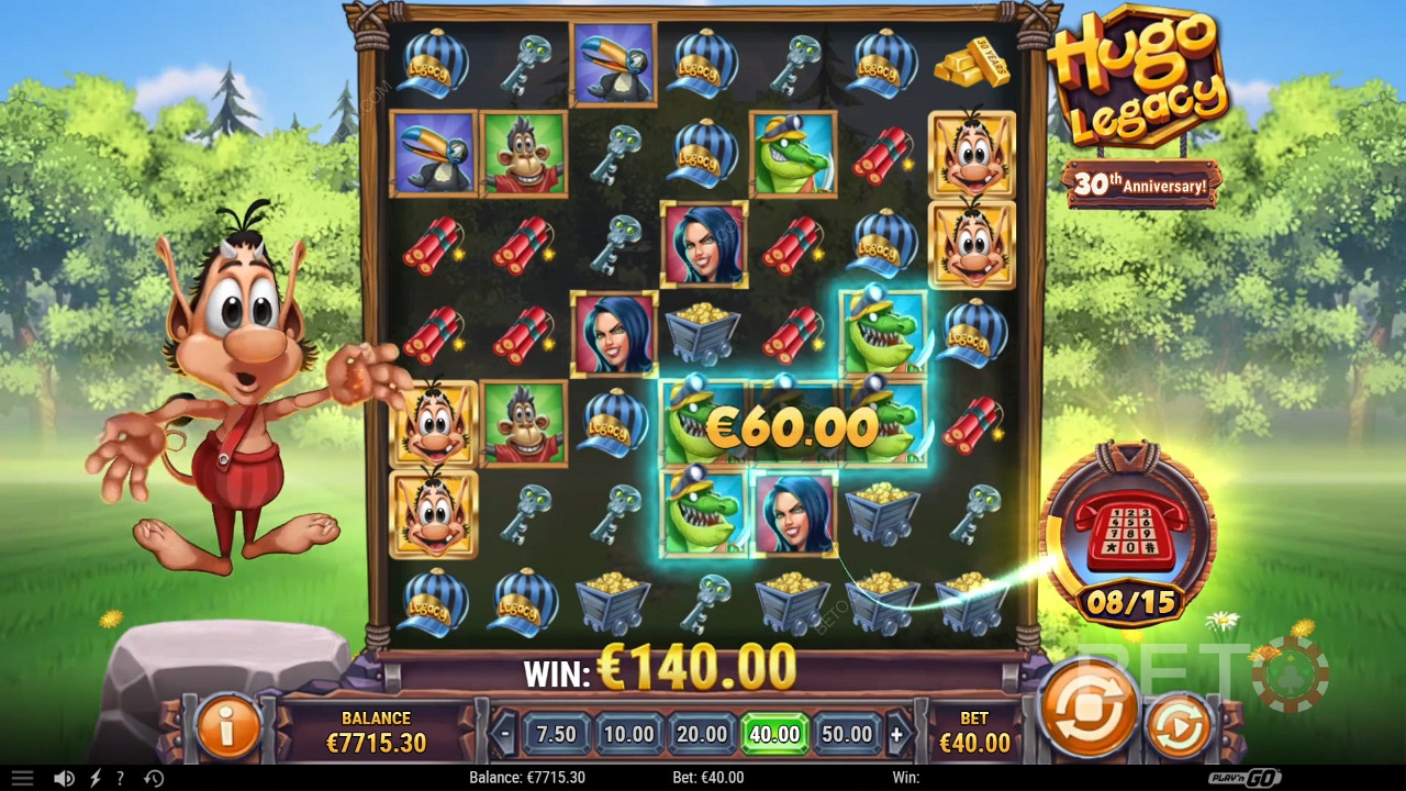 تدور لعبة سلوت Hugo Legacy عبر الإنترنت حول جمع الرموز الفائزة والحصول على المكافآت