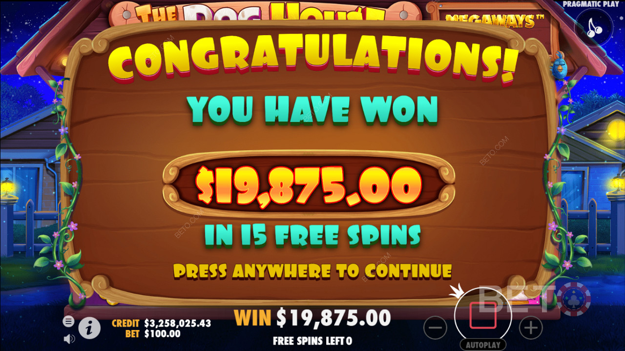 لقد ربحت 15 أكثر من Free Spins Dog House Megaways