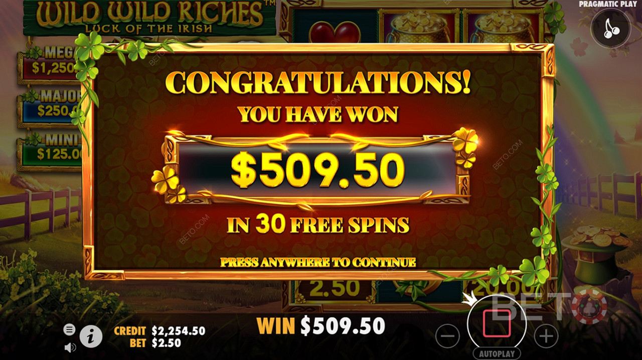 Wild Wild Riches - يمكنك المراهنة بحد أقصى 125 يورو لكل دورة