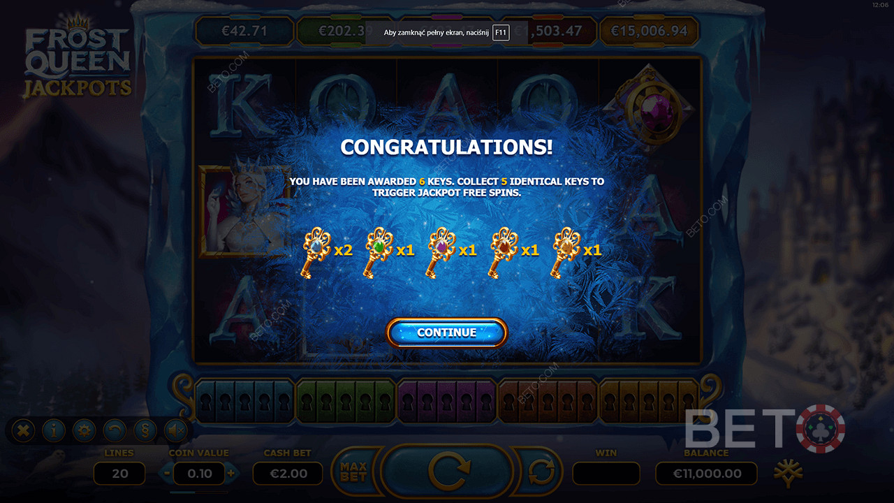 المفاتيح السحرية في Frost Queen Jackpots