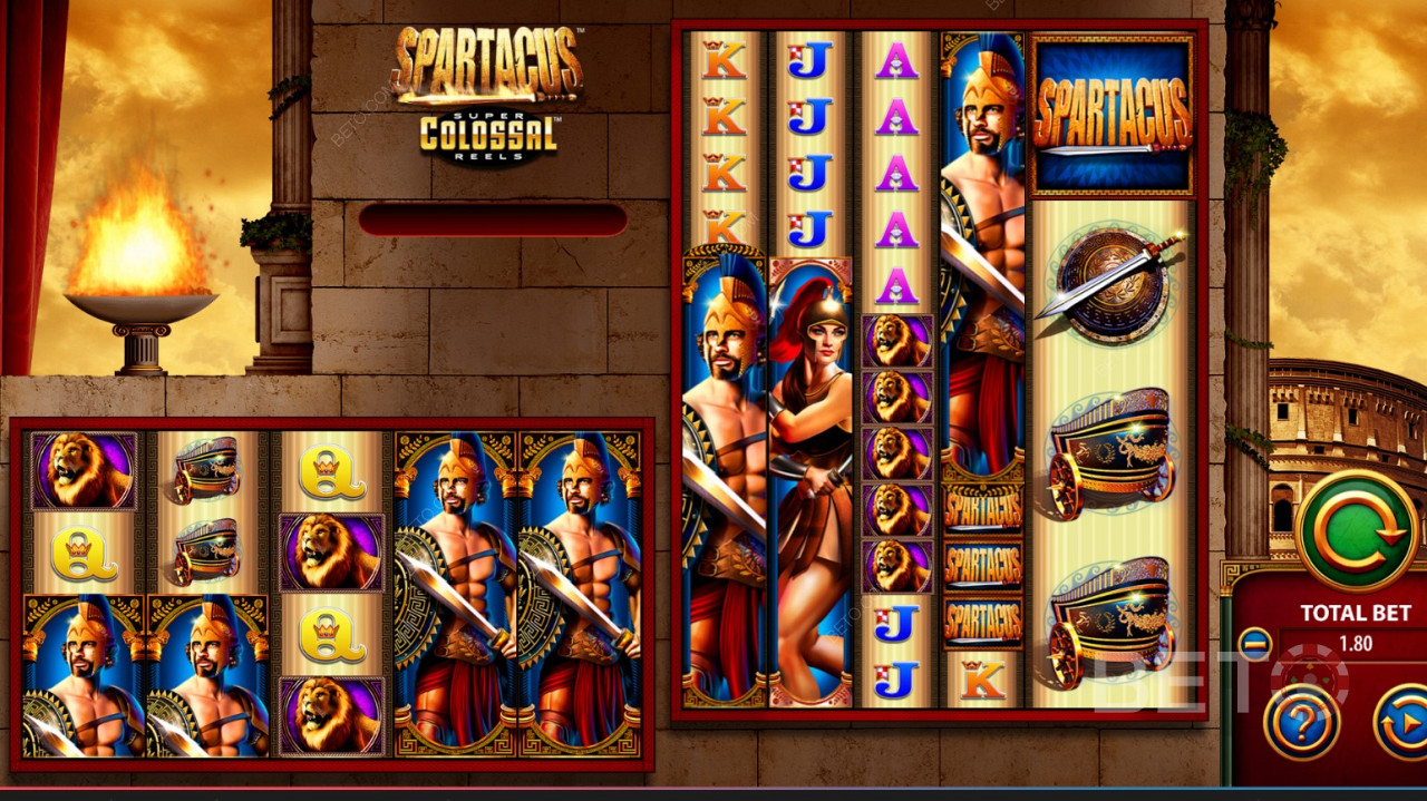 WMS (Williams Interac tive) - Spartacus Super Colossal Reels - انضم إلى تمرد العبيد ضد حاكمهم الروماني