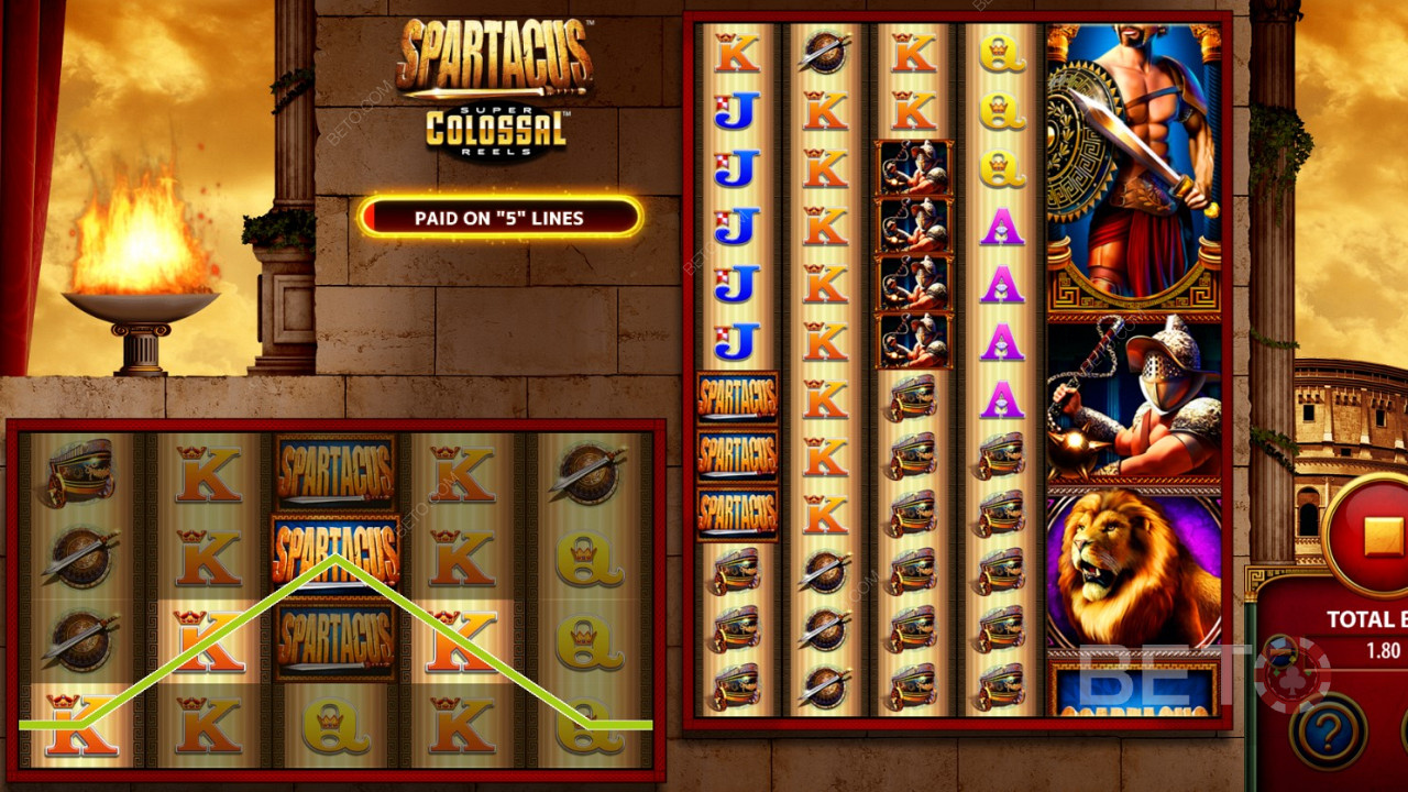 اربح باستخدام Spartacus Wild في Spartacus Super Colossal Reels