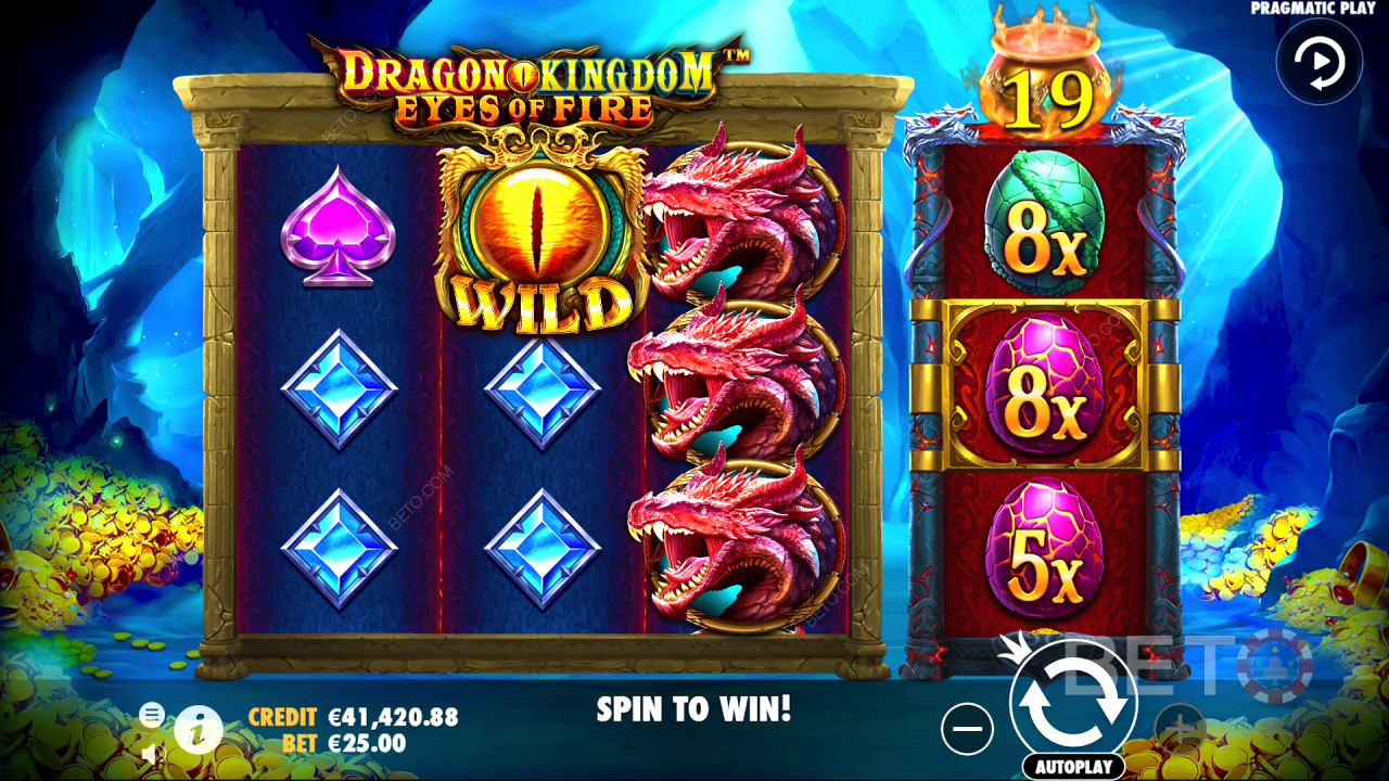 ميزة تقدمية في لعبة Dragon Kingdom: Eyes of Fire Online Slot