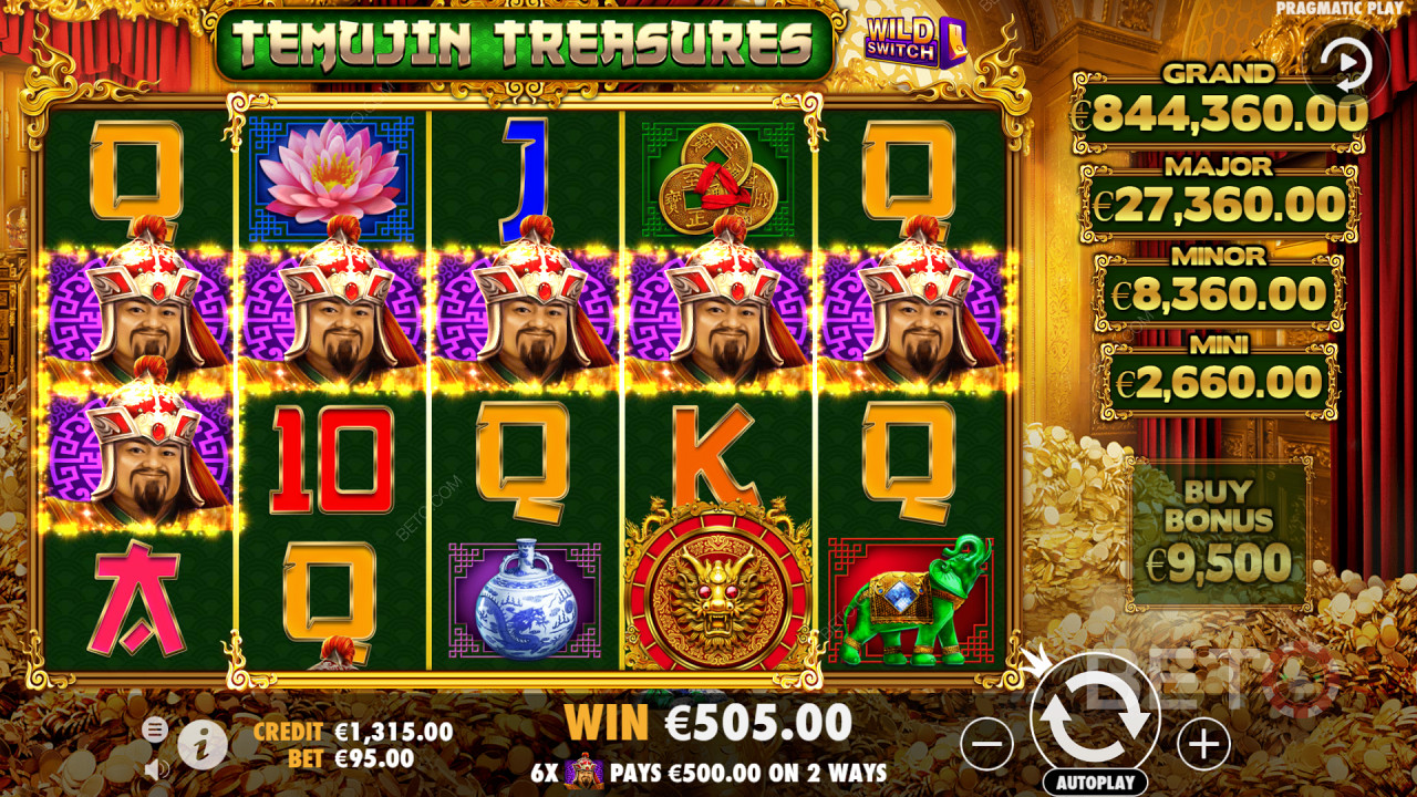 Temujin Treasures - آلة 5 بكرات و 4 صفوف توفر 1،024 طريقة للفوز