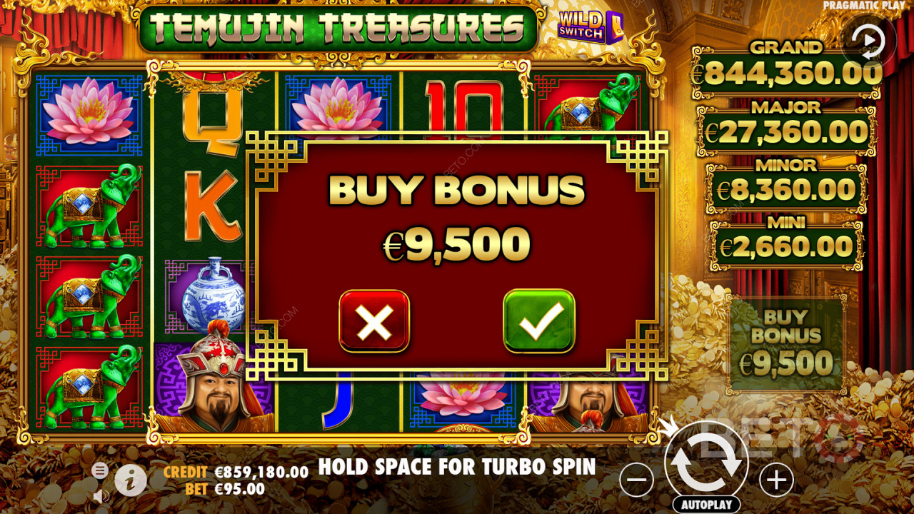 يمكن أن تمنحك الجوائز النقدية ما يصل إلى 100 ضعف إلى 5000x دفعات في Temujin Treasures