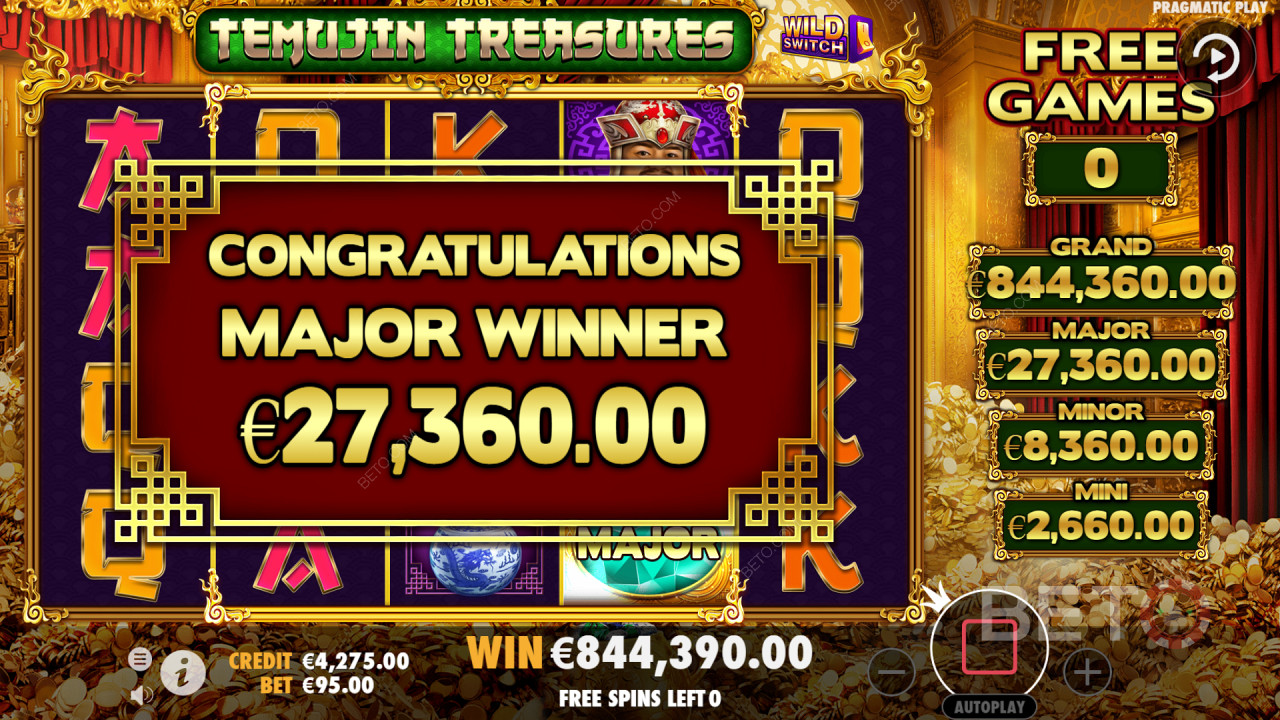 تتضمن Temujin Treasures 4 جوائز عالية الأجر