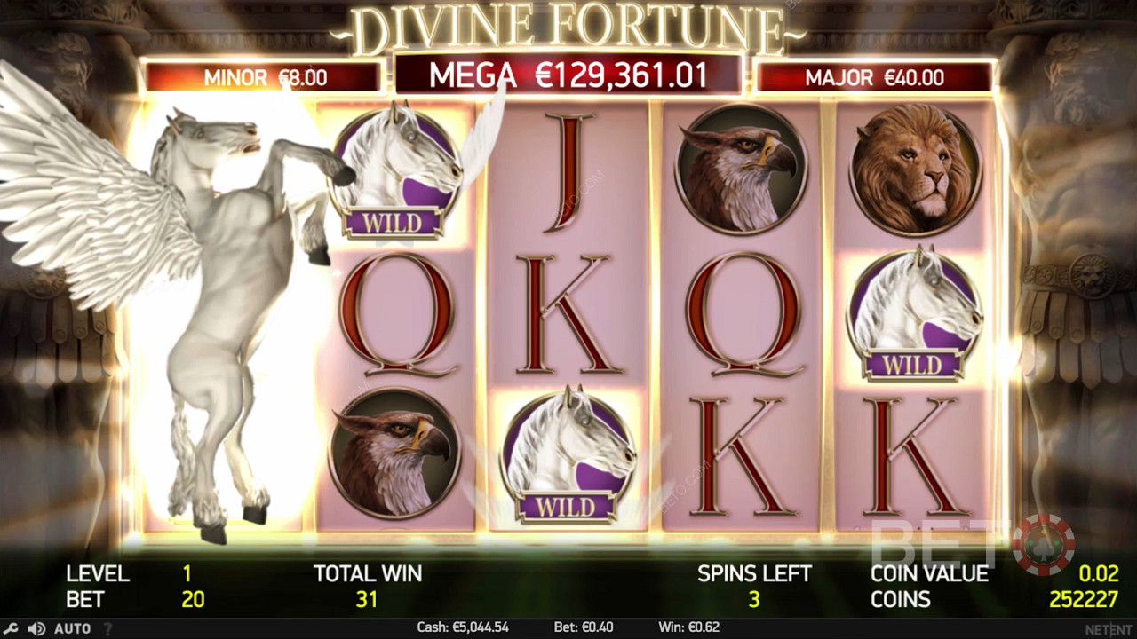 ضرب الرموز البرية في Divine Fortune