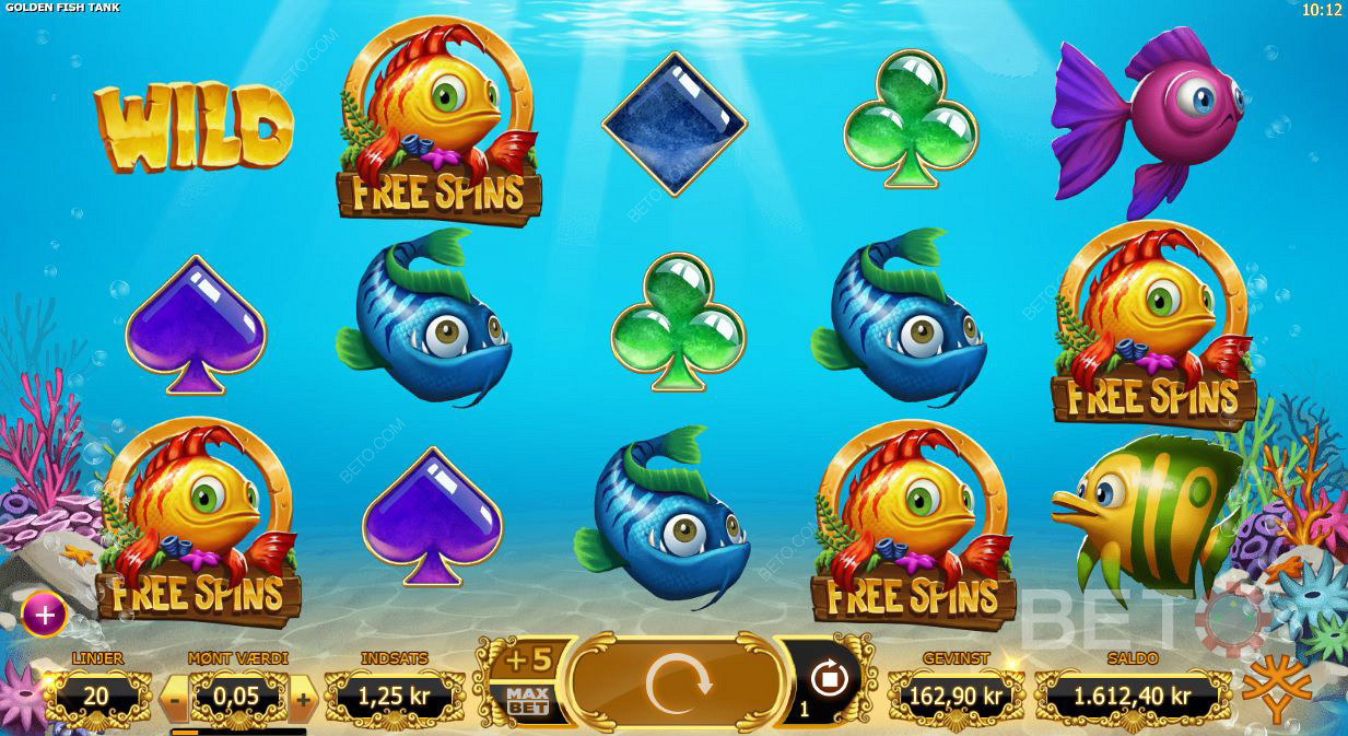 هيكل من خمس بكرات وثلاثة صفوف في Golden Fish Tank