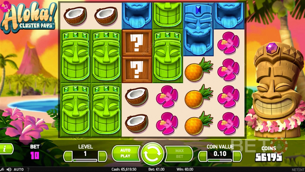 رموز الفواكه في Aloha! Cluster Pays