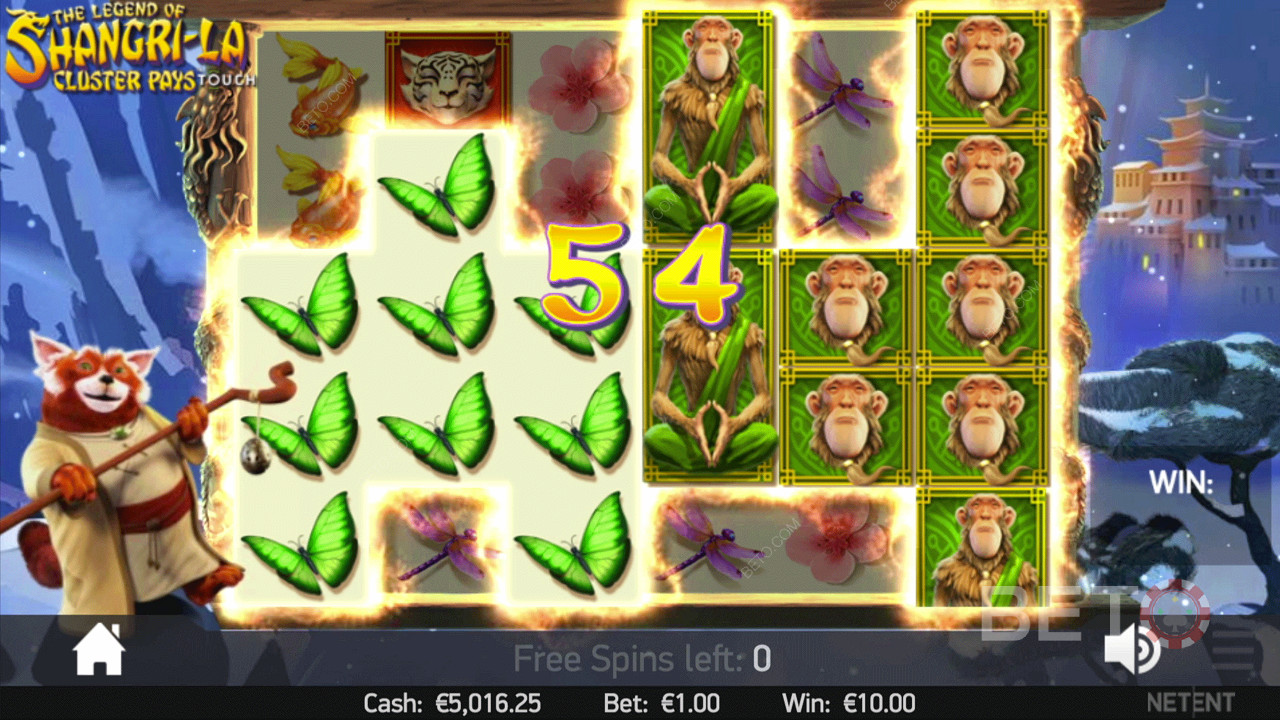 هبوط مجموعتين مختلفتين في The Legend of Shangri-La: Cluster Pays slot
