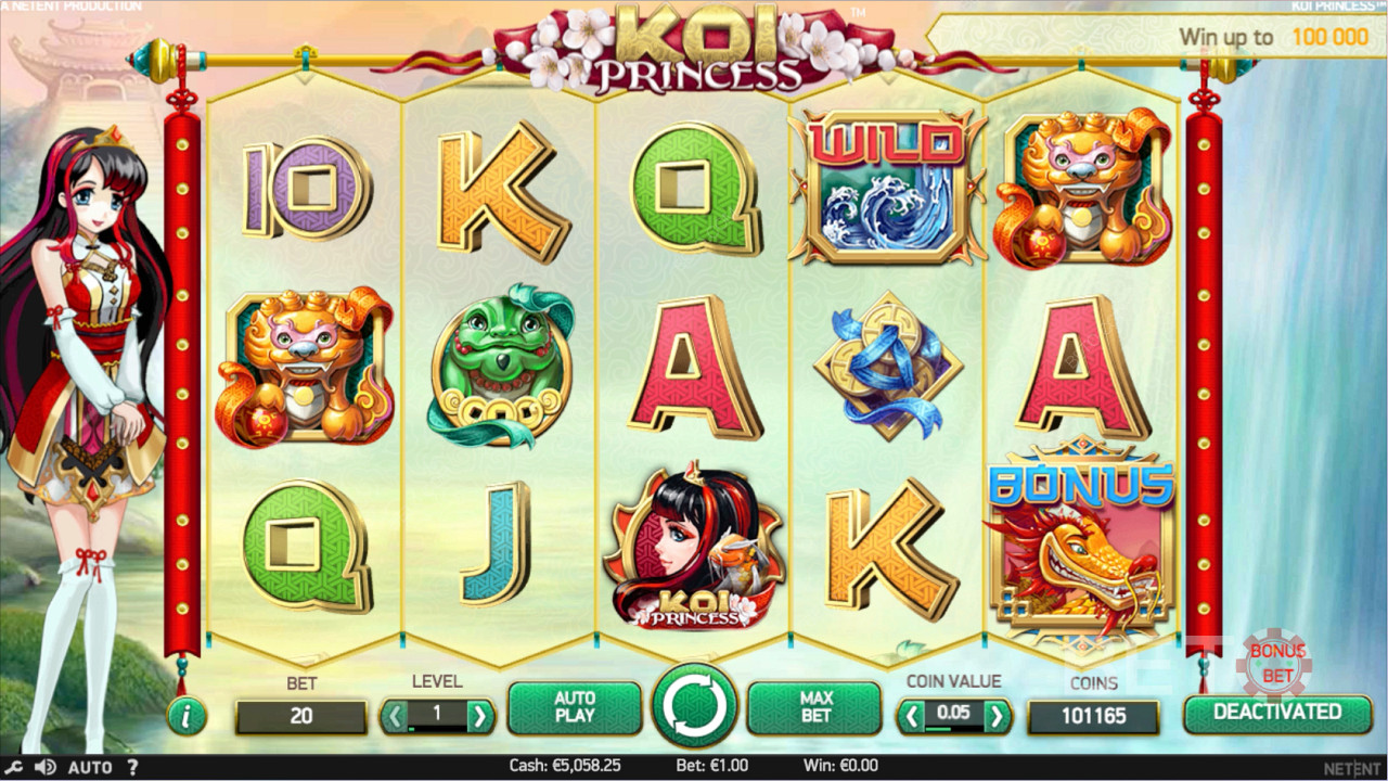 رموز مختلفة في فتحة Koi Princess