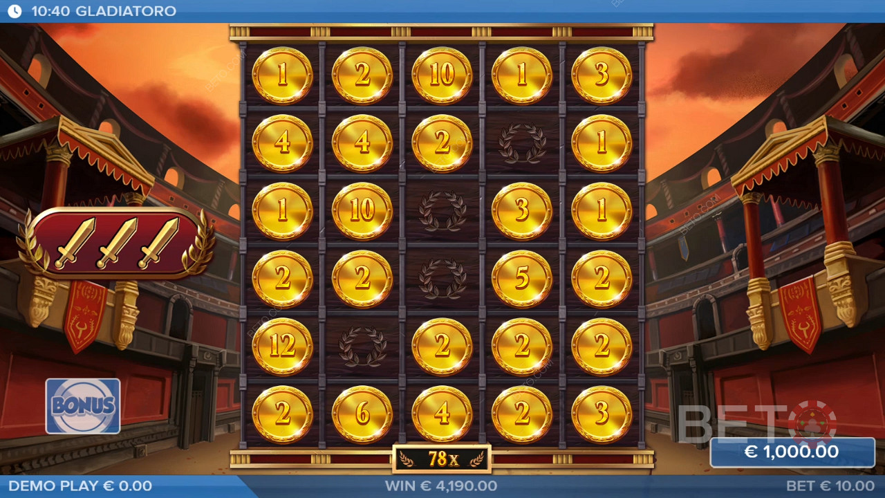 اربح 10,000 ضعف رهانك في سلوت Gladiatoro Slot!