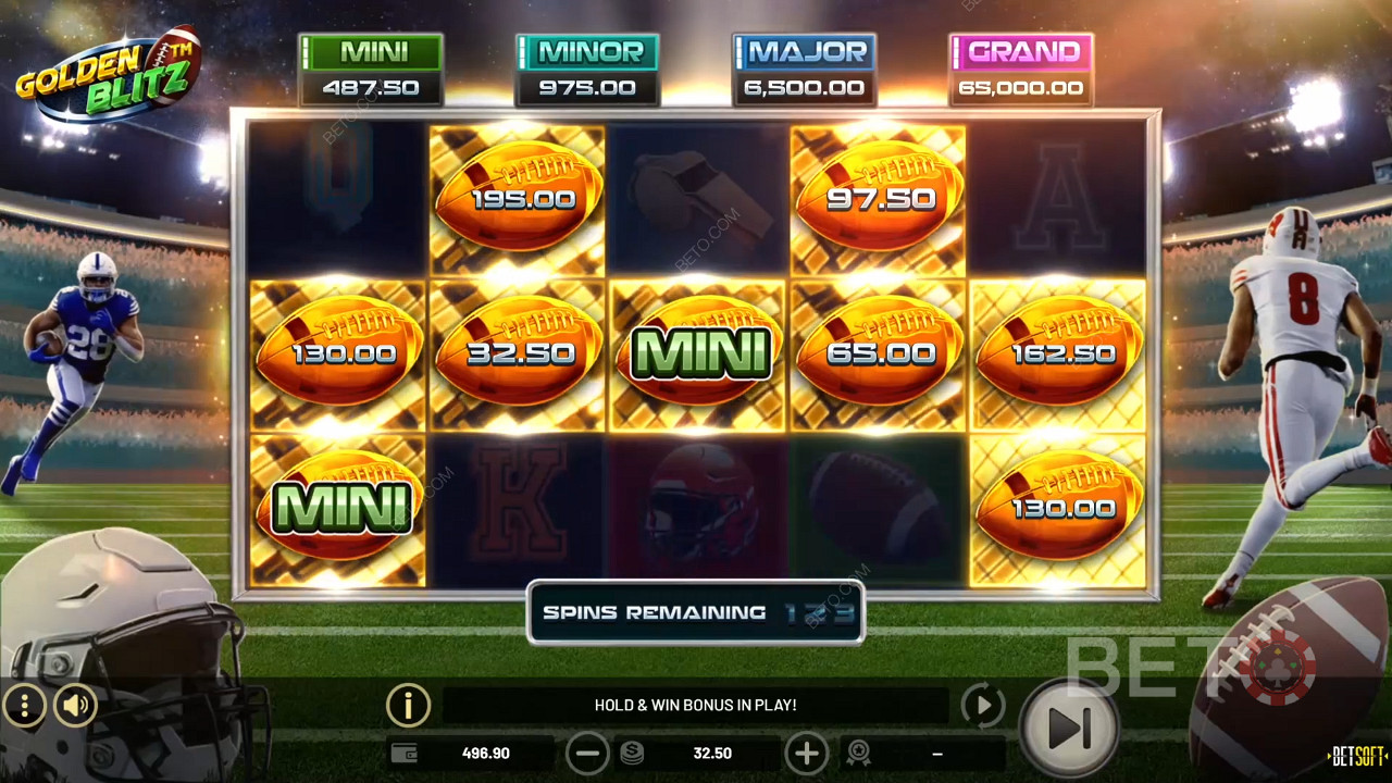 شرح ميزات المكافآت في Golden Blitz بواسطة Betsoft