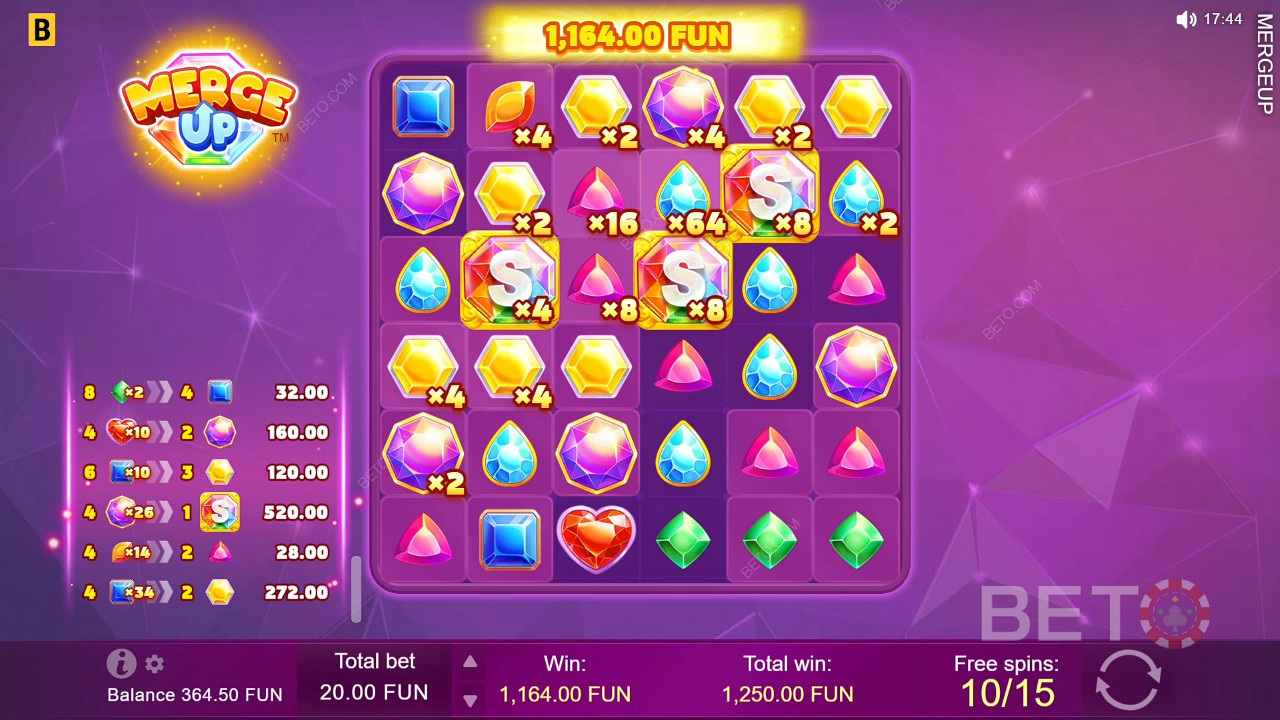 شرح ميزات المكافآت الإضافية في Merge Up بواسطة BGaming