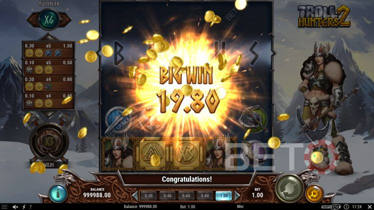 فوز كبير في لعبة Troll Hunters 2 Online Slot