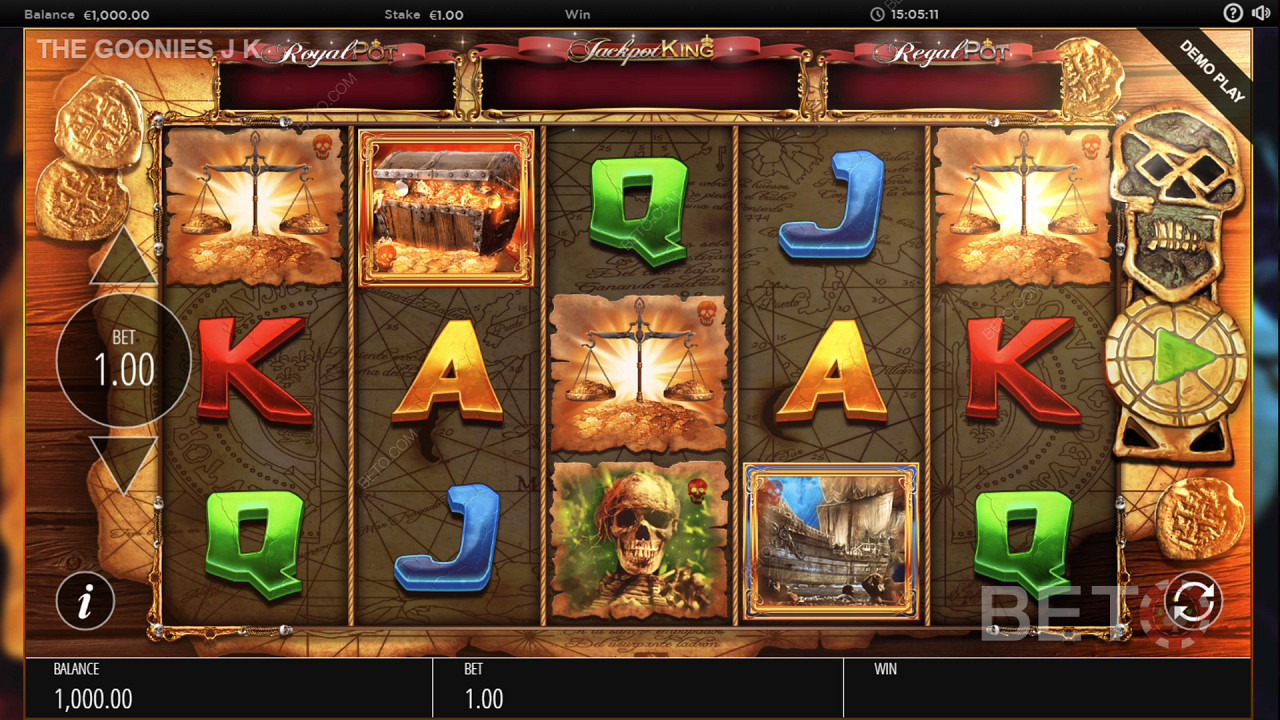رموز مختلفة في The Goonies Jackpot King