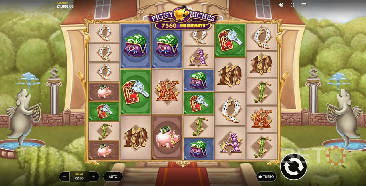 استمتع بأحجام بكرة مختلفة عندما تلعب Piggy Riches Megaways