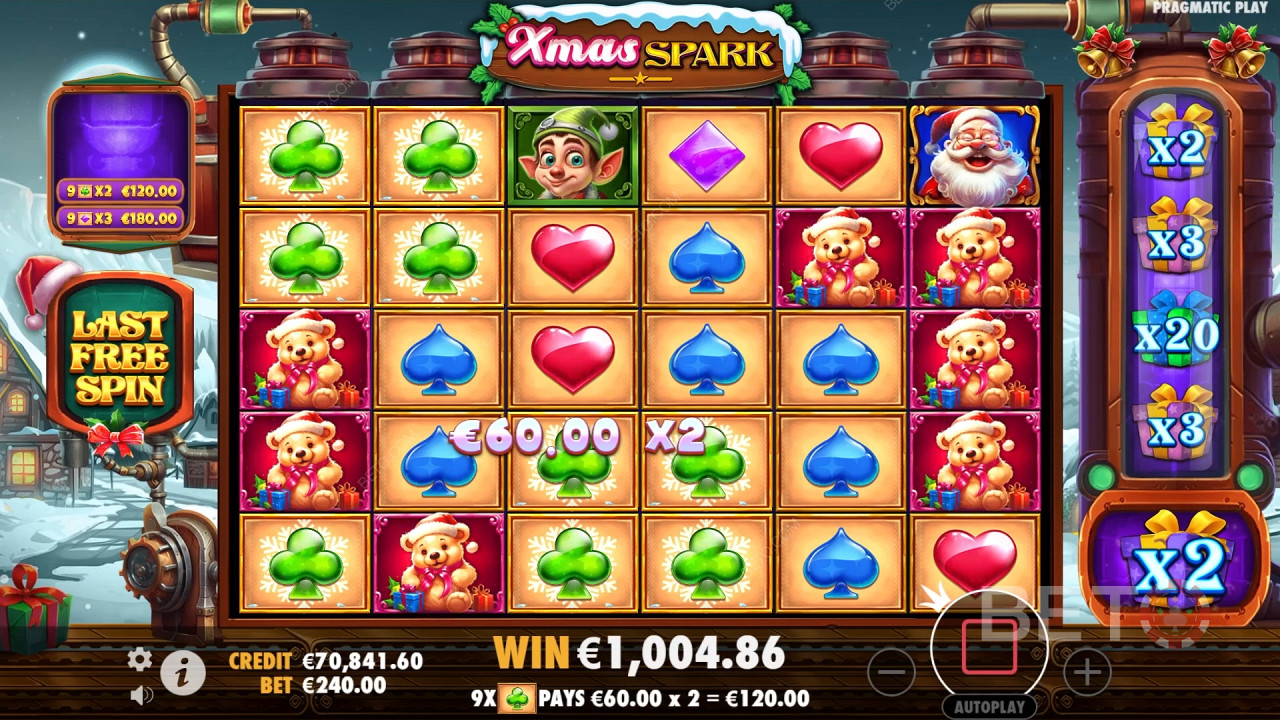 شرح الميزات الإضافية في Xmas Spark بواسطة Pragmatic Play