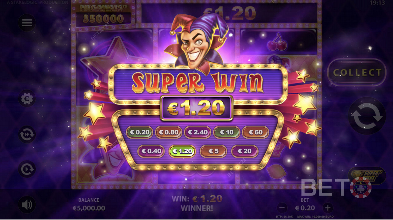 الفوز بسوبر وينز في Super Joker Megaways
