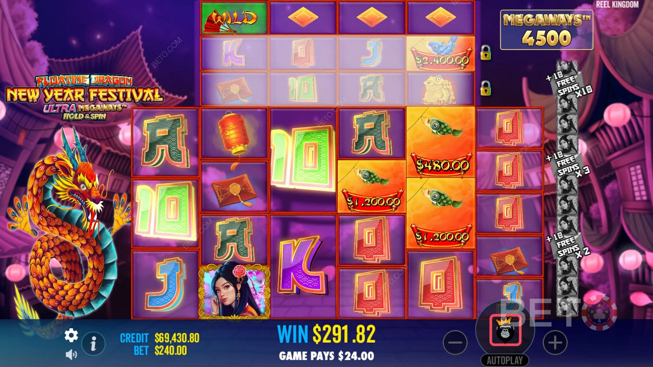 Floating Dragon مراجعة مهرجان العام الجديد من بيتو سلوتس BETO Slots