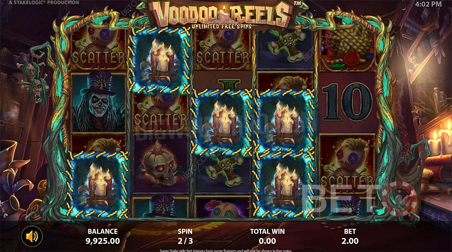 توفر لك Voodoo Reels من Stakelogic موضوعًا ممتعًا والكثير من ميزات اللعبة