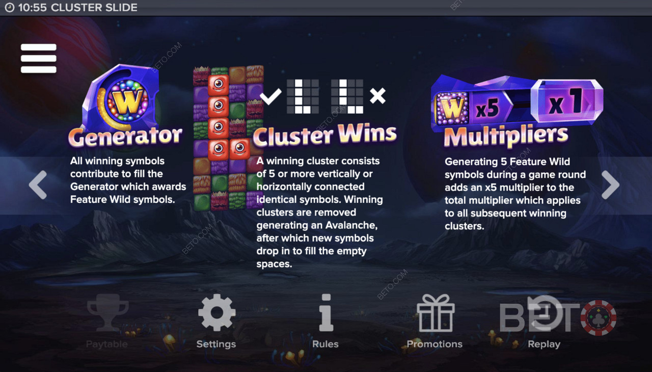 المولد والمربح العنقودي والمضاعف في Cluster Slide
