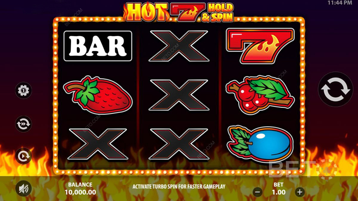رموز مختلفة في Hot 7 Hold and Spin