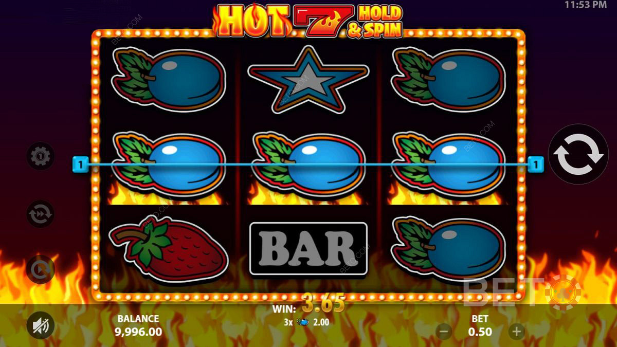 ضرب ثلاثة من نوع كومبو في Hot 7 Hold and Spin