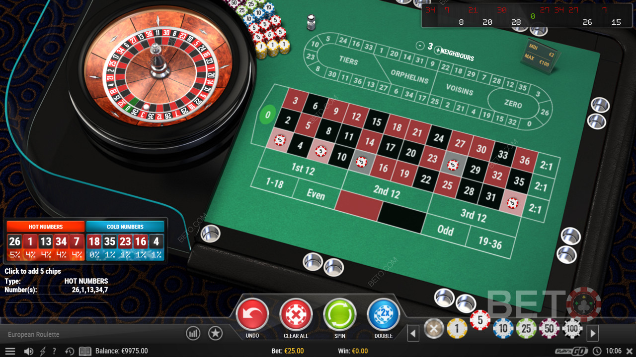 لعبة European Roulette Pro الجدول