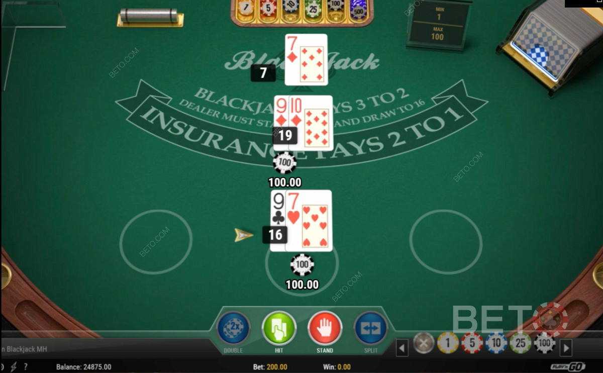 بطاقات مقسمة من نفس القيمة في European Blackjack MH