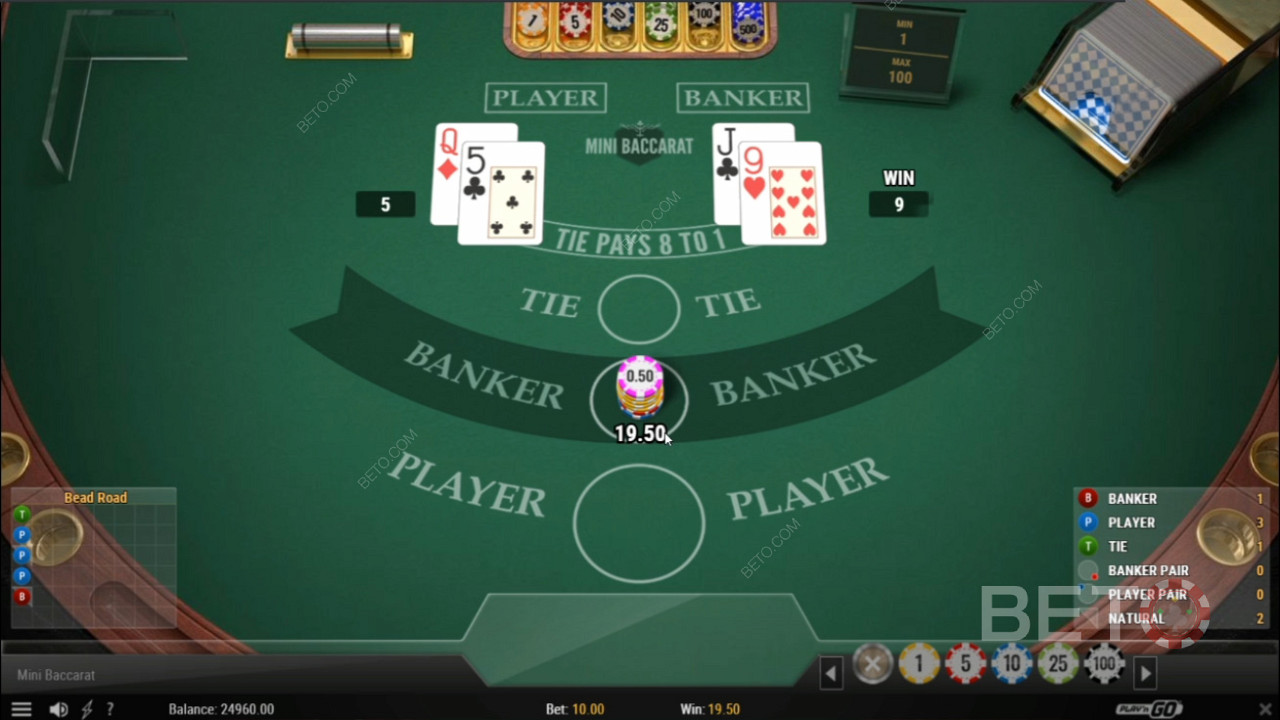 لعبة Mini Baccarat كازينو من Play