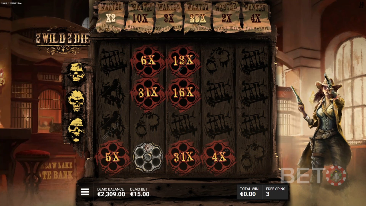 شرح ميزات المكافأة في 2 Wild 2 Die بواسطة Hacksaw Gaming