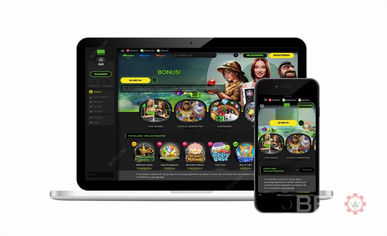 الأجهزة المحمولة وإثارة المشاوي المطلقة في 888 casino.