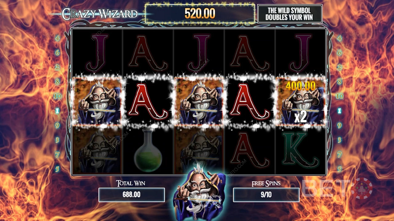 يحتوي Crazy Wizard على نسبة RTP مذهلة تبلغ 96.56٪