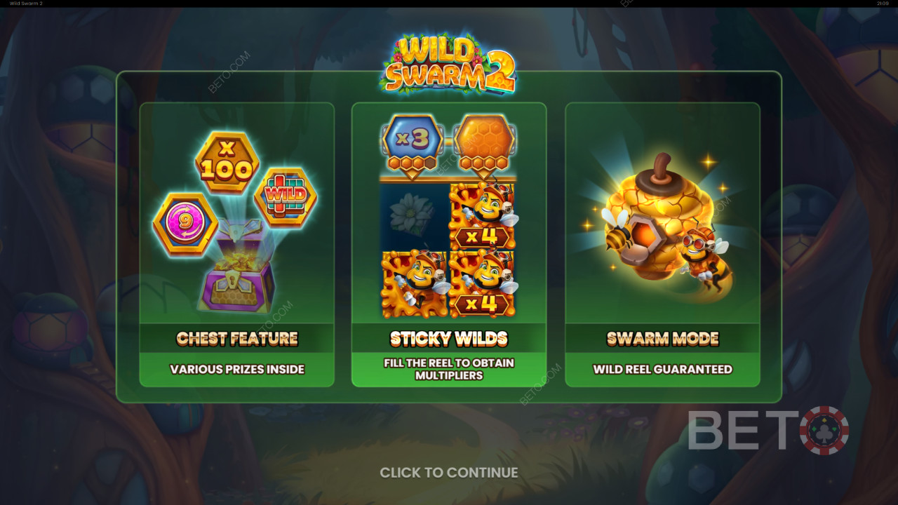 الميزات الإضافية الموضحة في Wild Swarm 2 بواسطة Push Gaming