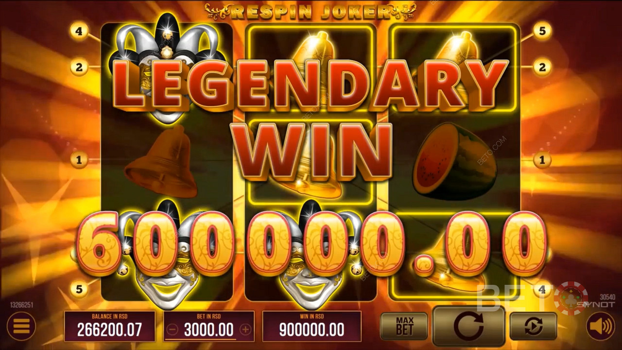 حقق انتصارات كبيرة في الفتحة الأساسية في لعبة Respin Joker