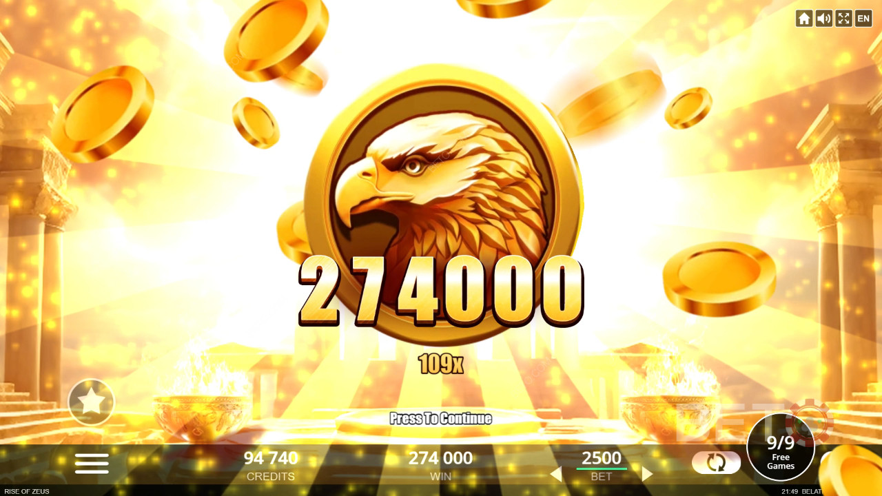اربح 10,000 ضعف رهانك في لعبة Rise of Zeus Slot Online!