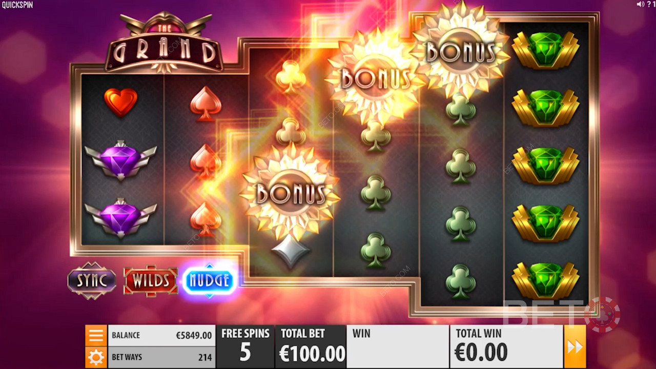 يتميز The Grand من Quickspin برموز Scatter و Wilds وألعاب المكافآت واللفات المجانية