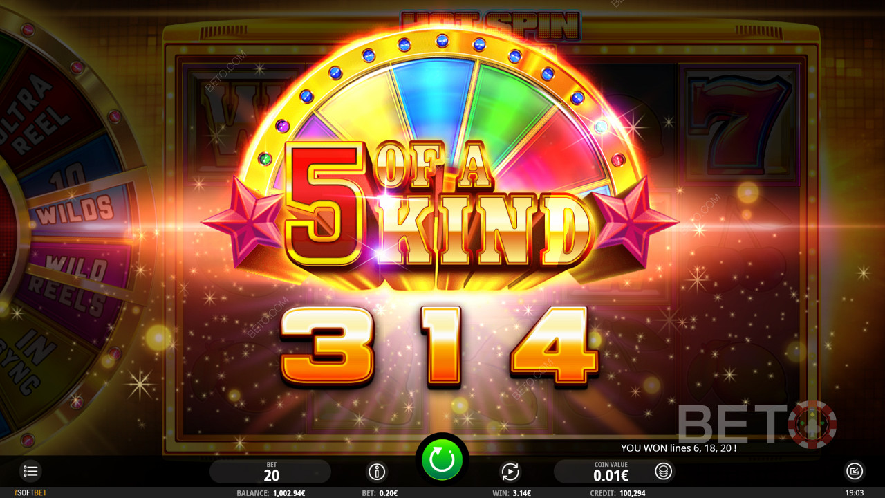 راهن بين 0.20 يورو و 20.00 يورو واربح مبالغ هائلة في Hot Spin Deluxe