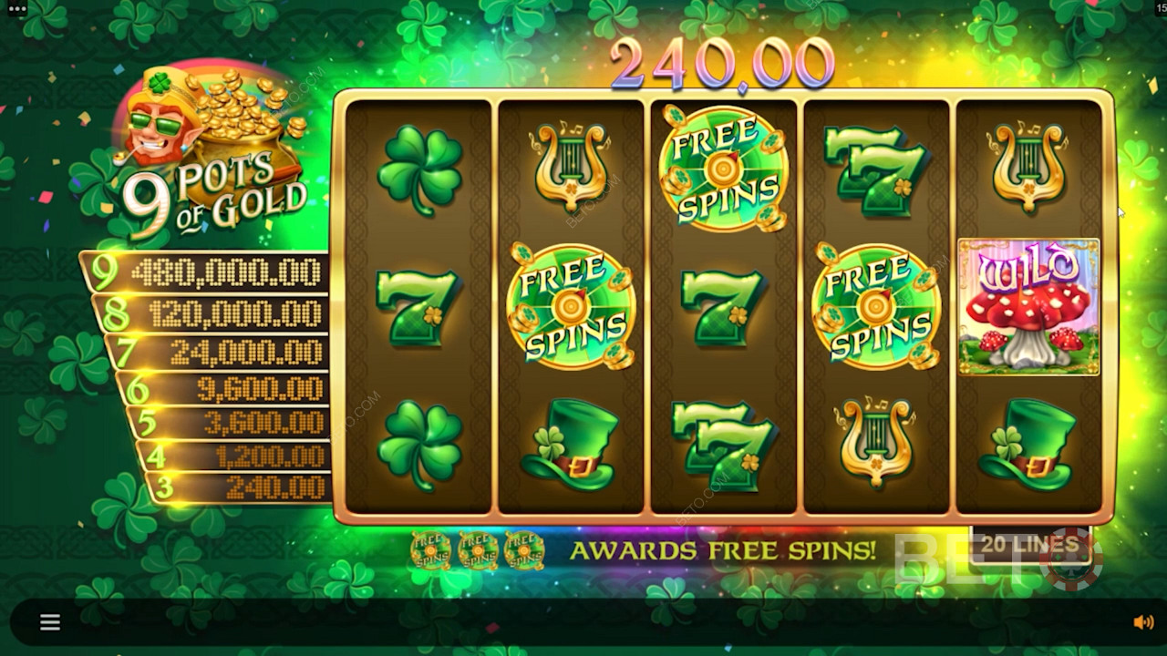 رموز سبين مجانية خاصة في 9 Pots of Gold